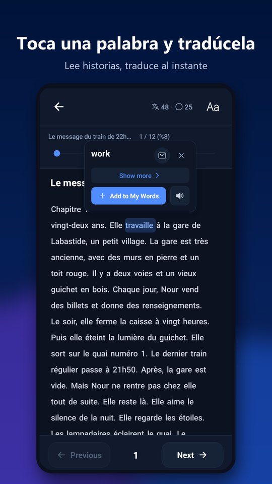 Toca una palabra mientras lees