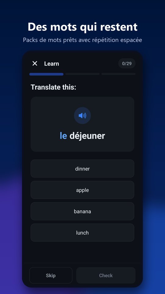 Cartes mémoire en mode Apprendre