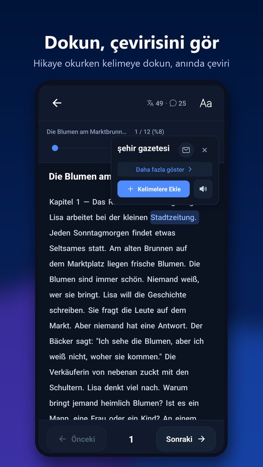 Okurken kelimeye dokun