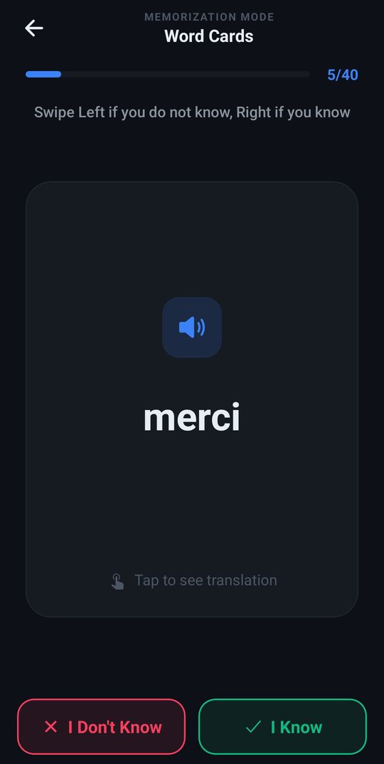 Flashcards in Learn Mode